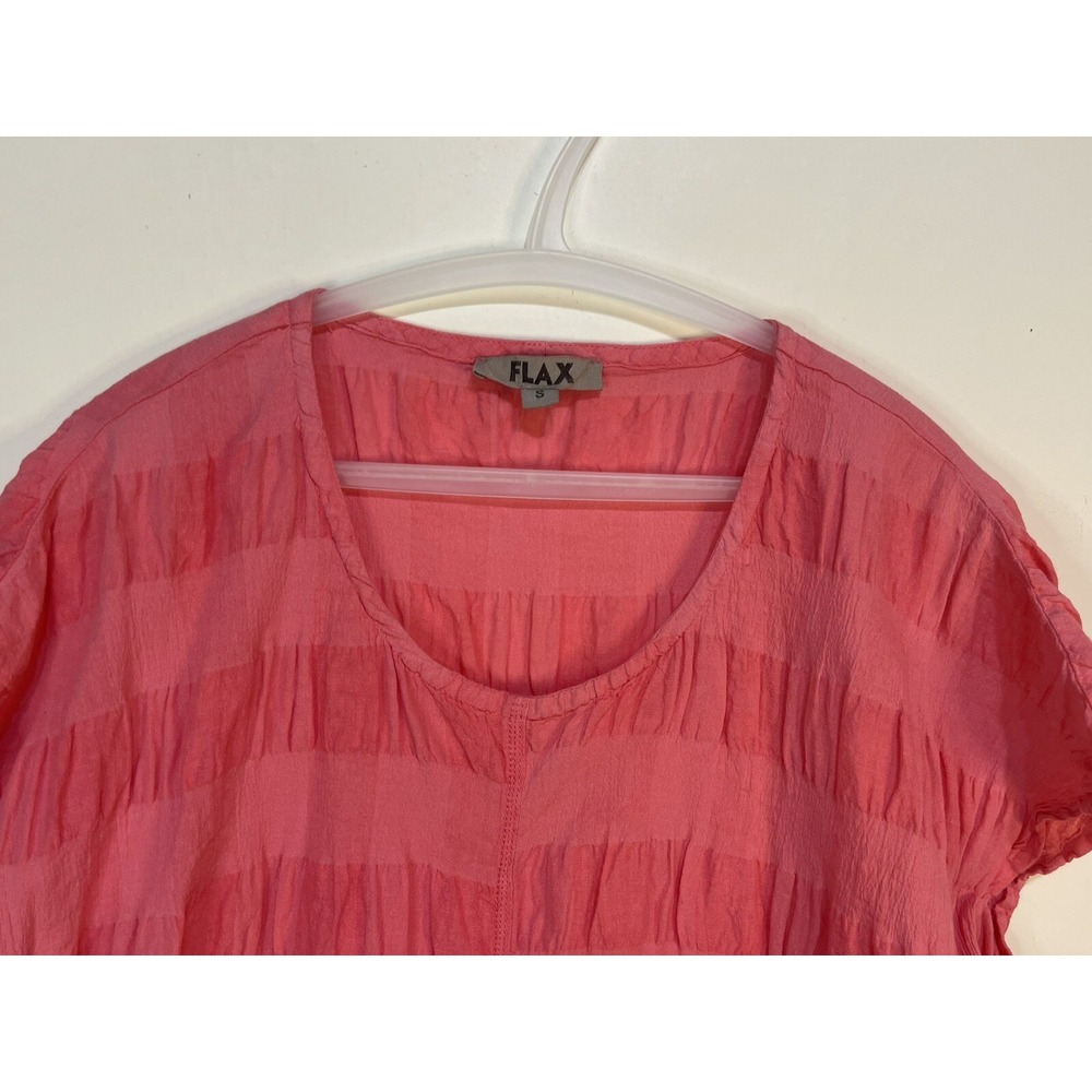 Flax Feather Tee Sz Small Watermelon Linen Cotton Blend Lagenlook Short Sleeve - Picture 5 of 10